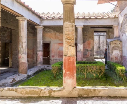 Peristyle garden from east portico outside of room 12.
